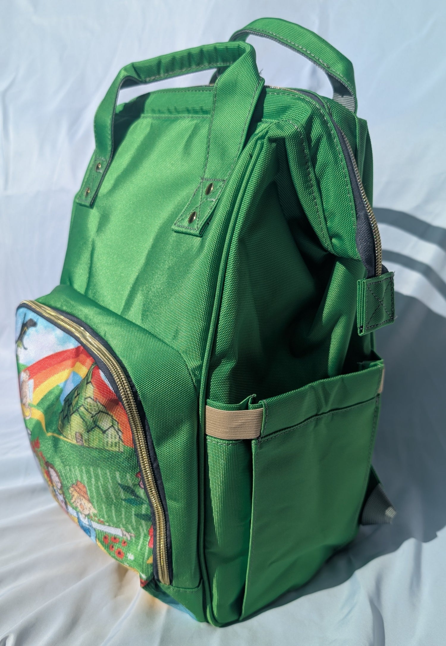 Wizard of Oz, Baby Changing Bag in Green Hand Drawn