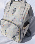 Backpack with cartoon character design on a white background