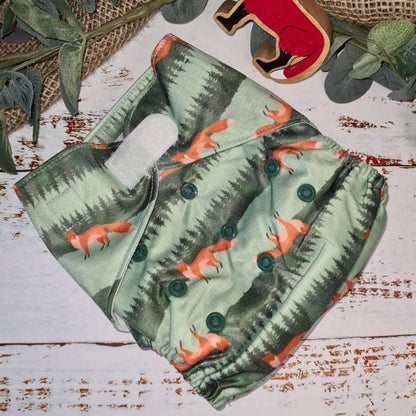 Green Cheeks Fox Cloth Hemp Reusable Nappy