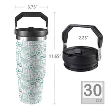 Carica l&#39;immagine nel visualizzatore di Gallery, Green 30oz football tumbler with custom name option and top handle
