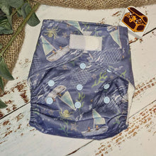 Load image into Gallery viewer, Green Cheeks Nautical Cloth Hemp Reusable Nappy
