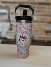 Load image into Gallery viewer, Personalised Water Bottle Pink with Top Handle
