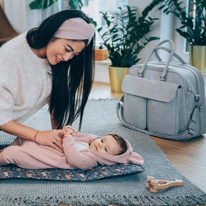 Grey Baby Change Bag with Cot Lifestyle Image