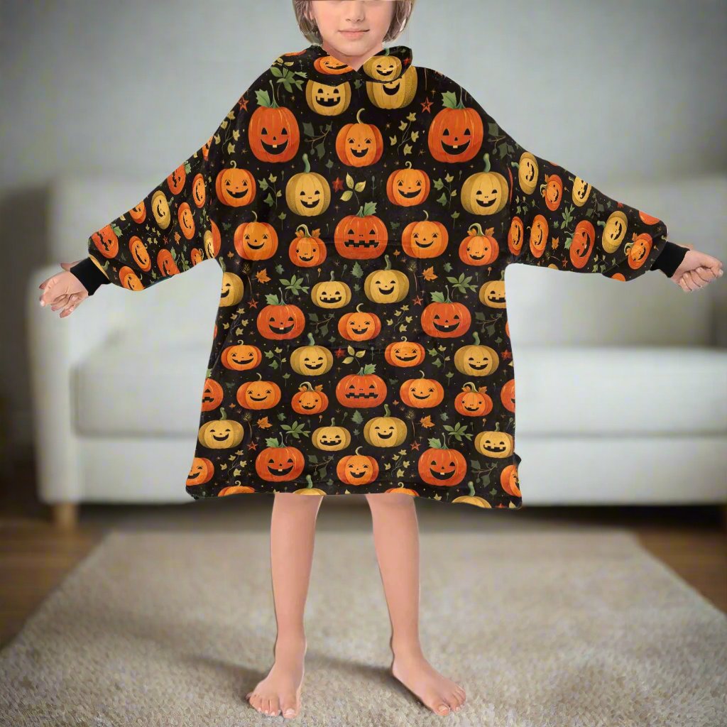 Jack O Pumpkin Halloween Family Hooded Blanket