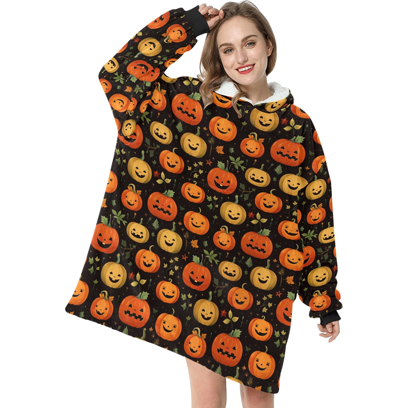 Jack O Pumpkin Halloween Family Hooded Blanket