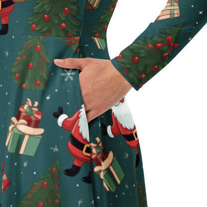 Hand in Pocket Close Up of Christmas Dress