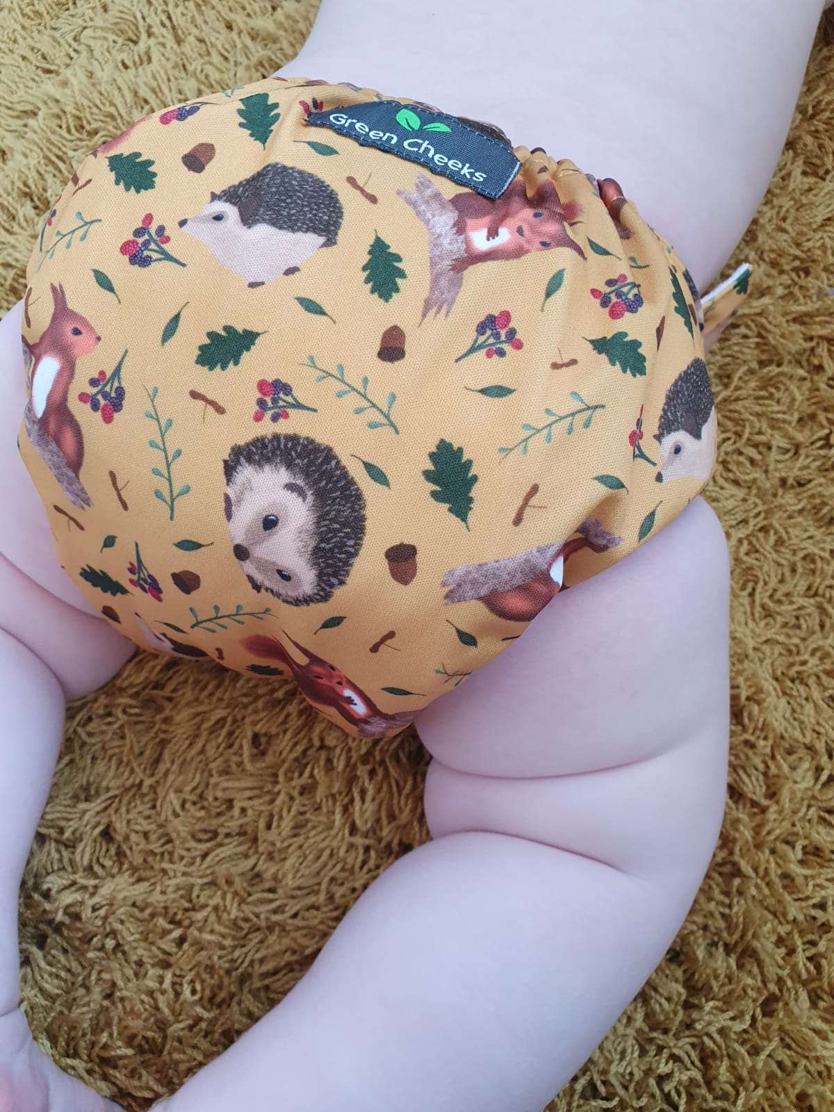 Hedgehog Cloth Nappy Mustard Green Cheeks