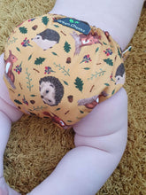 Load image into Gallery viewer, Hedgehog Cloth Nappy Mustard Green Cheeks
