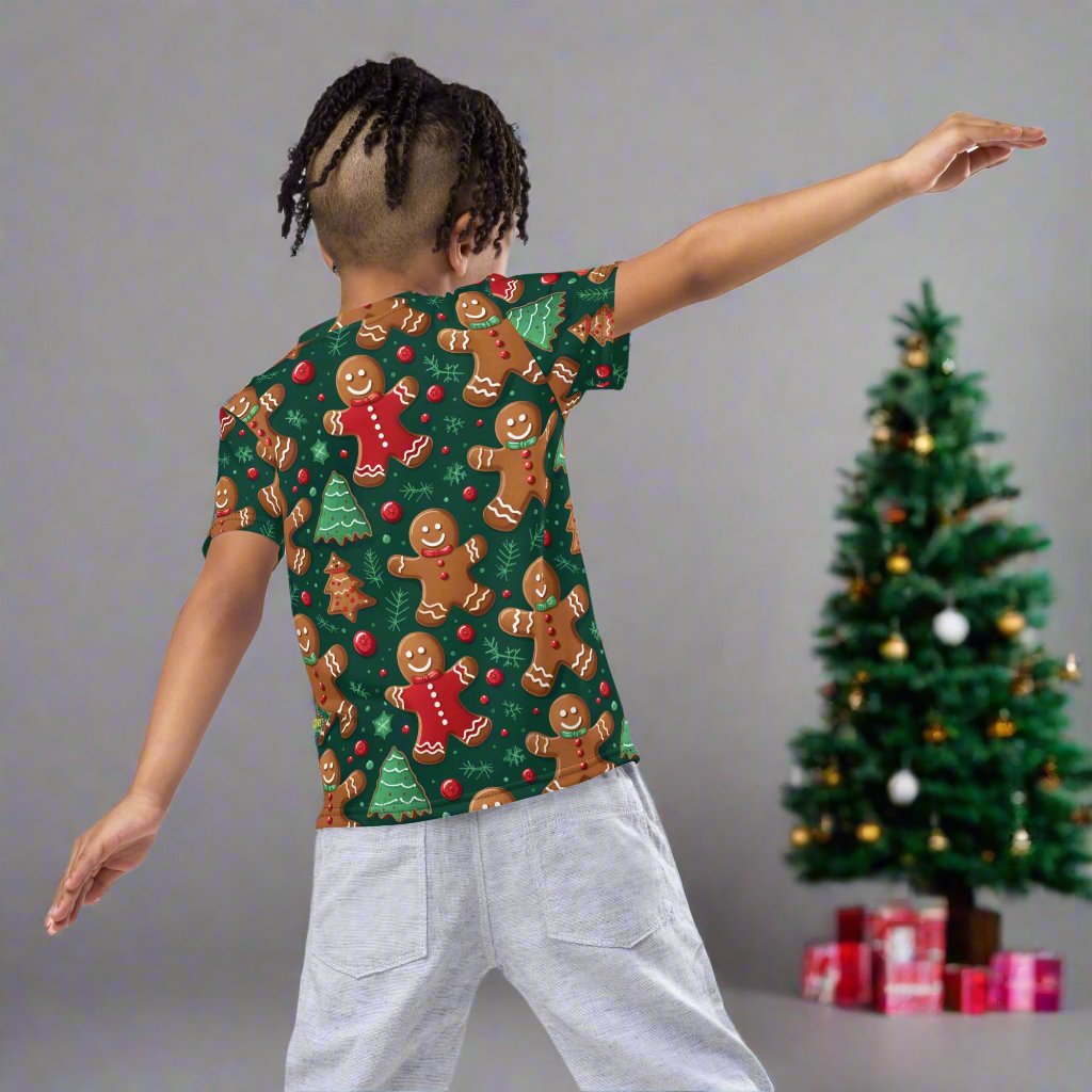 Product mockup of Child wearing christmas t-shirt