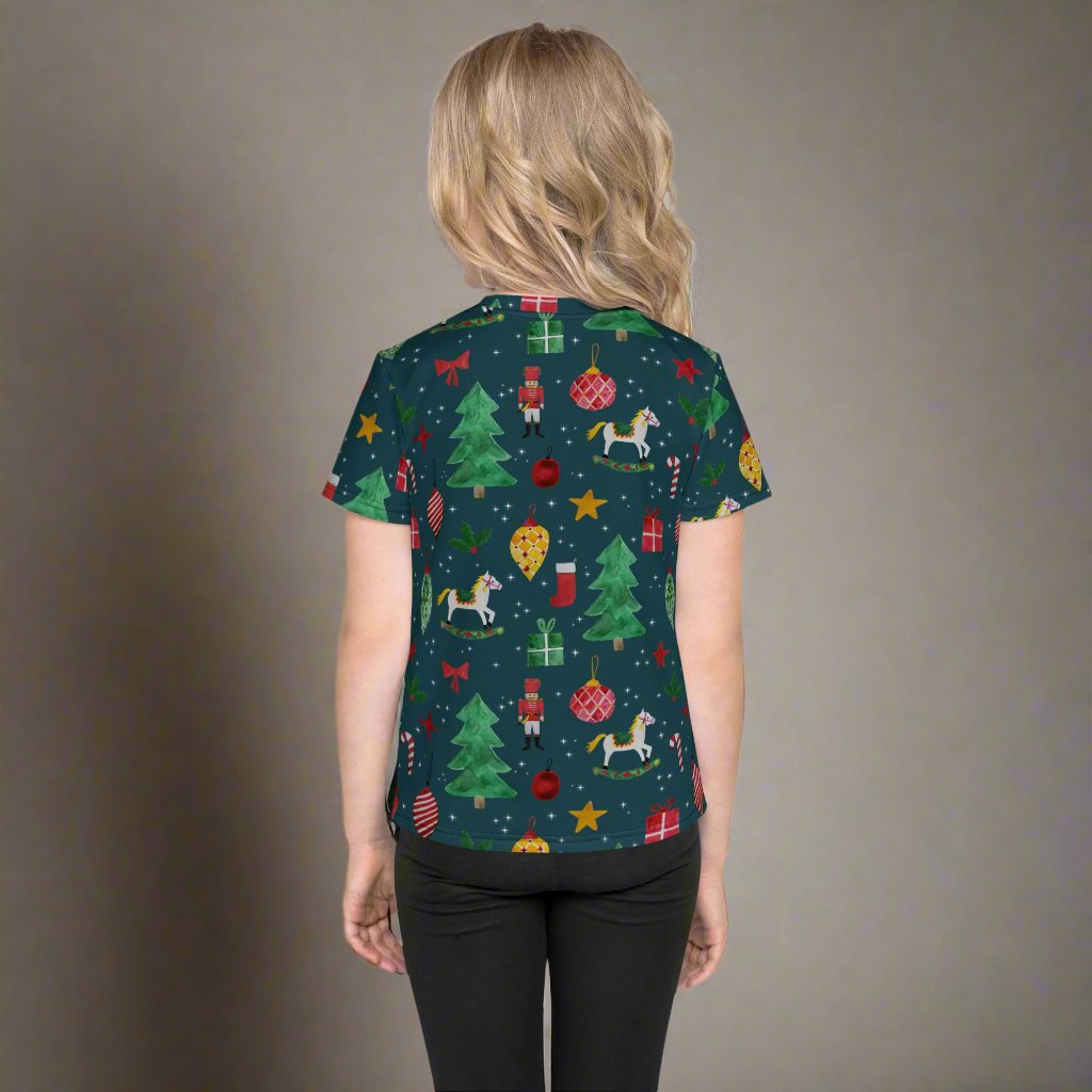 Girl wearing Christmas T-Shirt