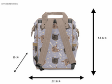 Carica l&#39;immagine nel visualizzatore di Gallery, Purple baby changing backpack with adorable cat and kitten illustrations.
