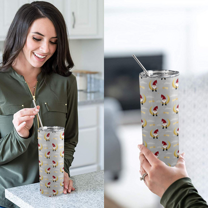 Lady Holds A Christmas Gonk Stainless Steel Tumbler With Straw