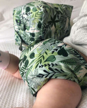 Load image into Gallery viewer, By The Seat Of Your Plants Cloth Nappy &amp; Wet Bag Botanical Green Leafy Garden
