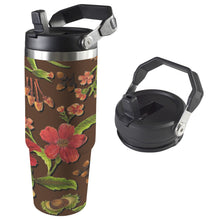 Load image into Gallery viewer, 30oz stainless steel insulated water bottle with handle and straw in [Smushy], featuring double-wall insulation for hot and cold drinks, perfect for work, gym, and travel.
