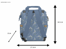 Load image into Gallery viewer, Blue Nautical Fishing Baby Changing Bag Sizes Green Cheeks
