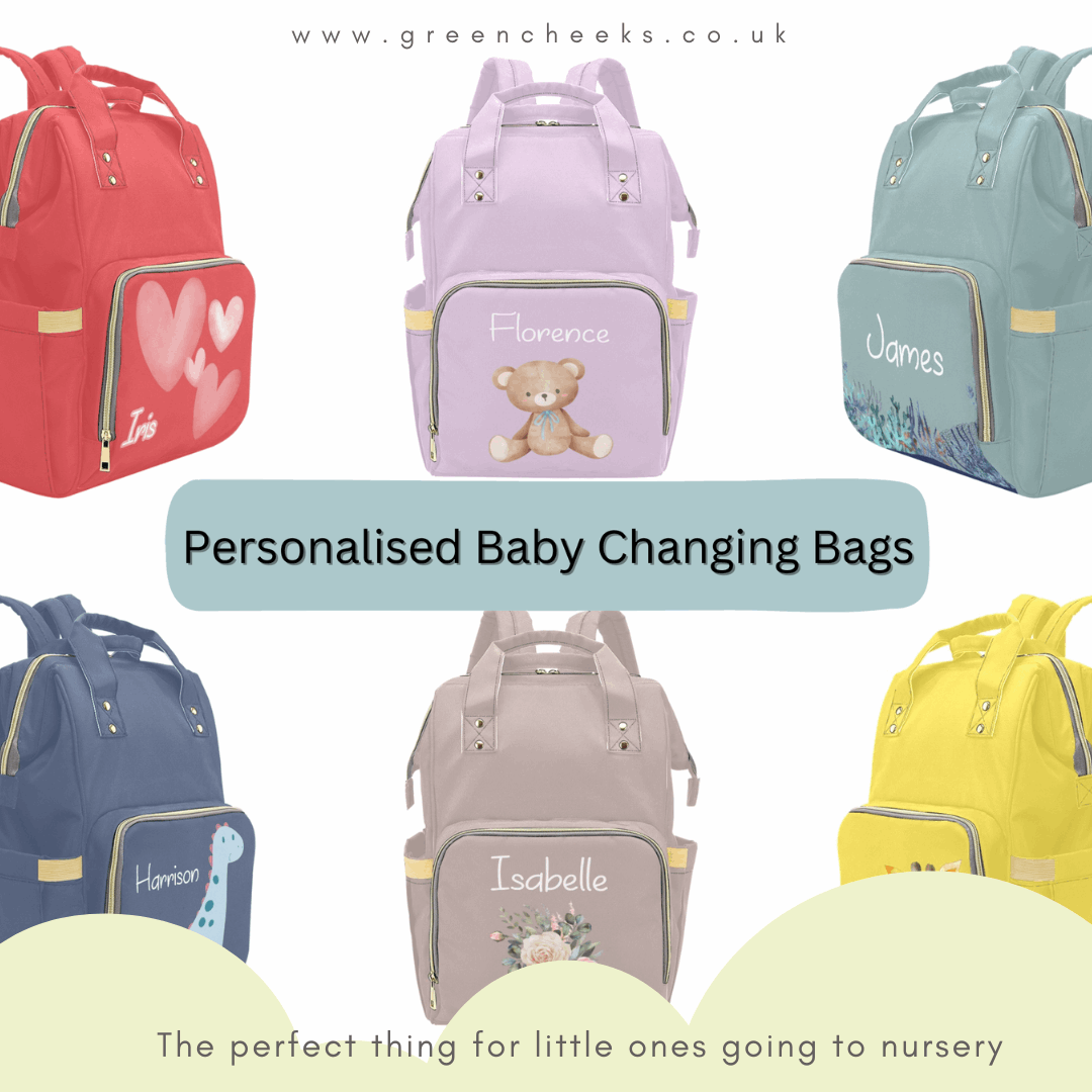 Personalised Customised Multi Function Diaper Backpack Nappy Bag R Green Cheeks