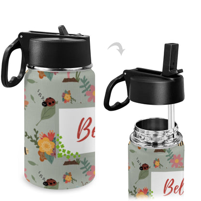 Personalised Stainless Steel Water Bottle with Handle - Bugs Insects