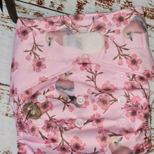 Load image into Gallery viewer, Green Cheeks Pink Blossom Cloth Hemp Reusable Cloth Nappy
