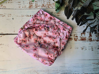 Pink Floral CLoth Nappy Wrap