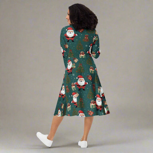 Santa Claus Christmas Dress with Pockets Back View