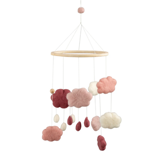 Clouds Baby Mobile in Cotton Candy Pink by Sebra