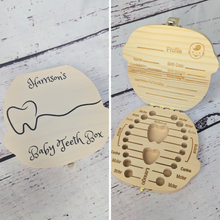 Load image into Gallery viewer, Preserve precious memories with Green Cheeks&#39; Personalised Tooth Fairy Box. Made from durable pine wood, our baby tooth keepsake box is perfect for boys and girls. Customise with your child&#39;s name and design. Ideal gift idea with Tooth Fairy Bags, Pillows, and Trays. Order your unique teeth box now!
