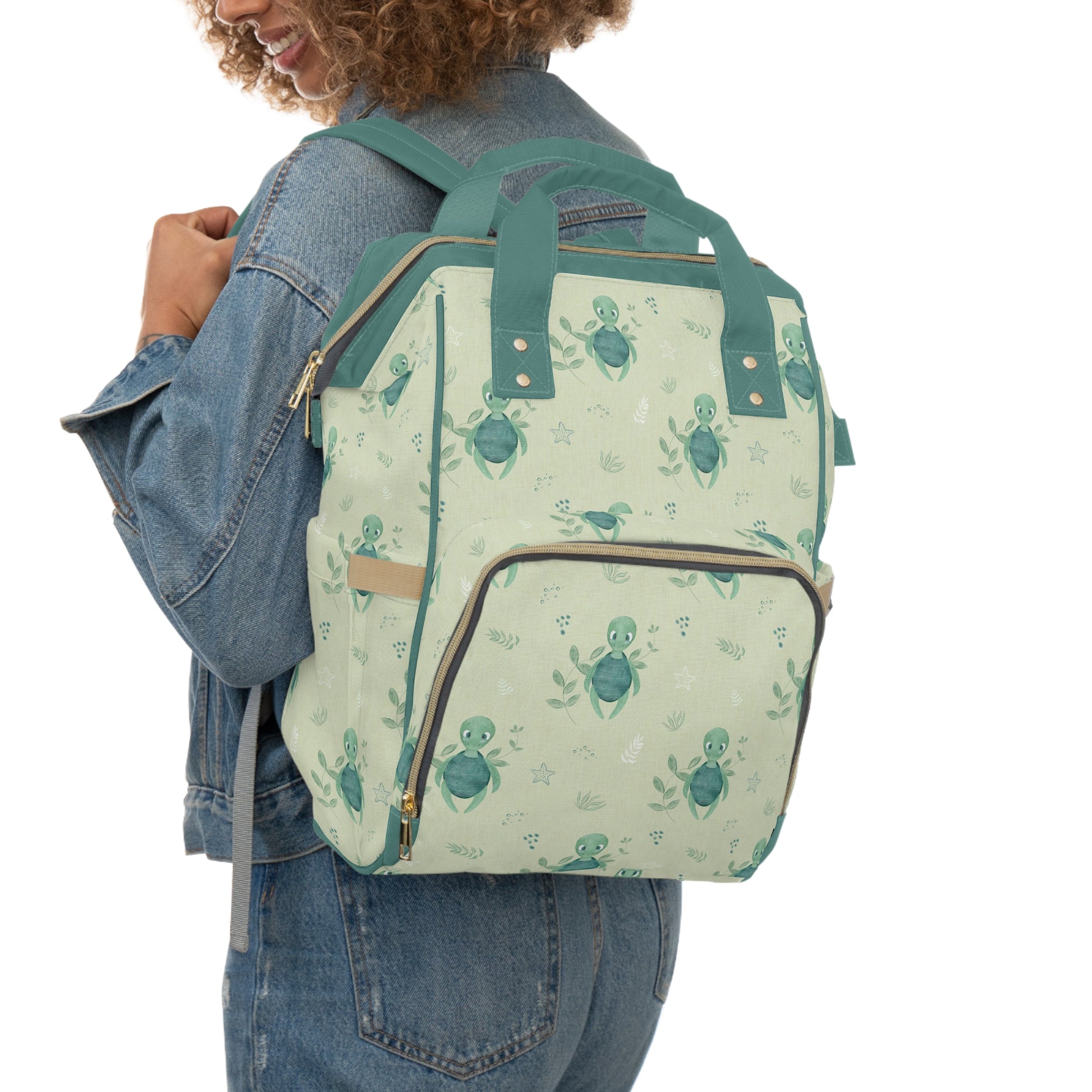 Turtle Light Green Baby Changing Backpack Bag