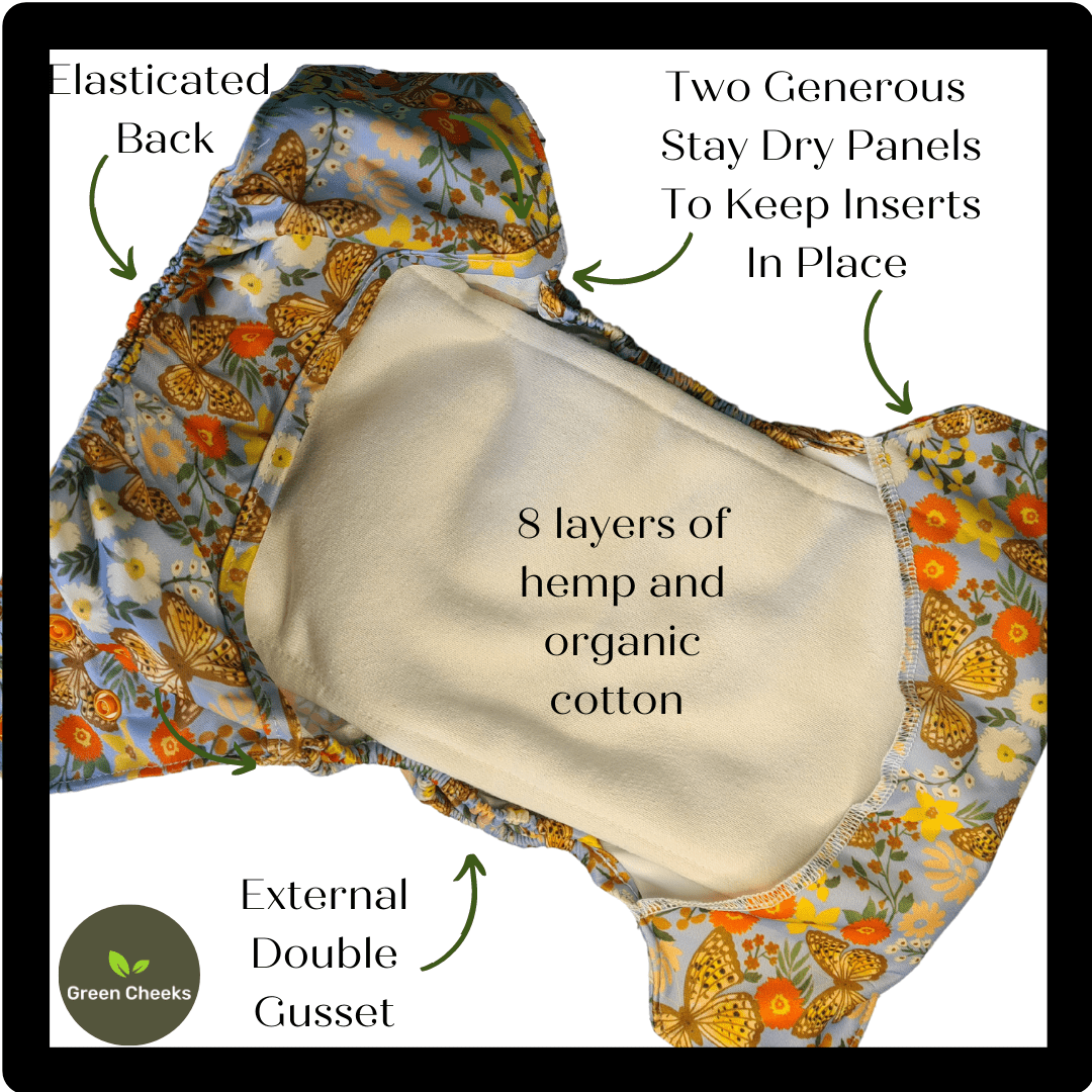 All In Two Part Reusable Cloth Nappies – Eco - Friendly & Ultra - Absorbent - Green Cheeks - cloth nappy