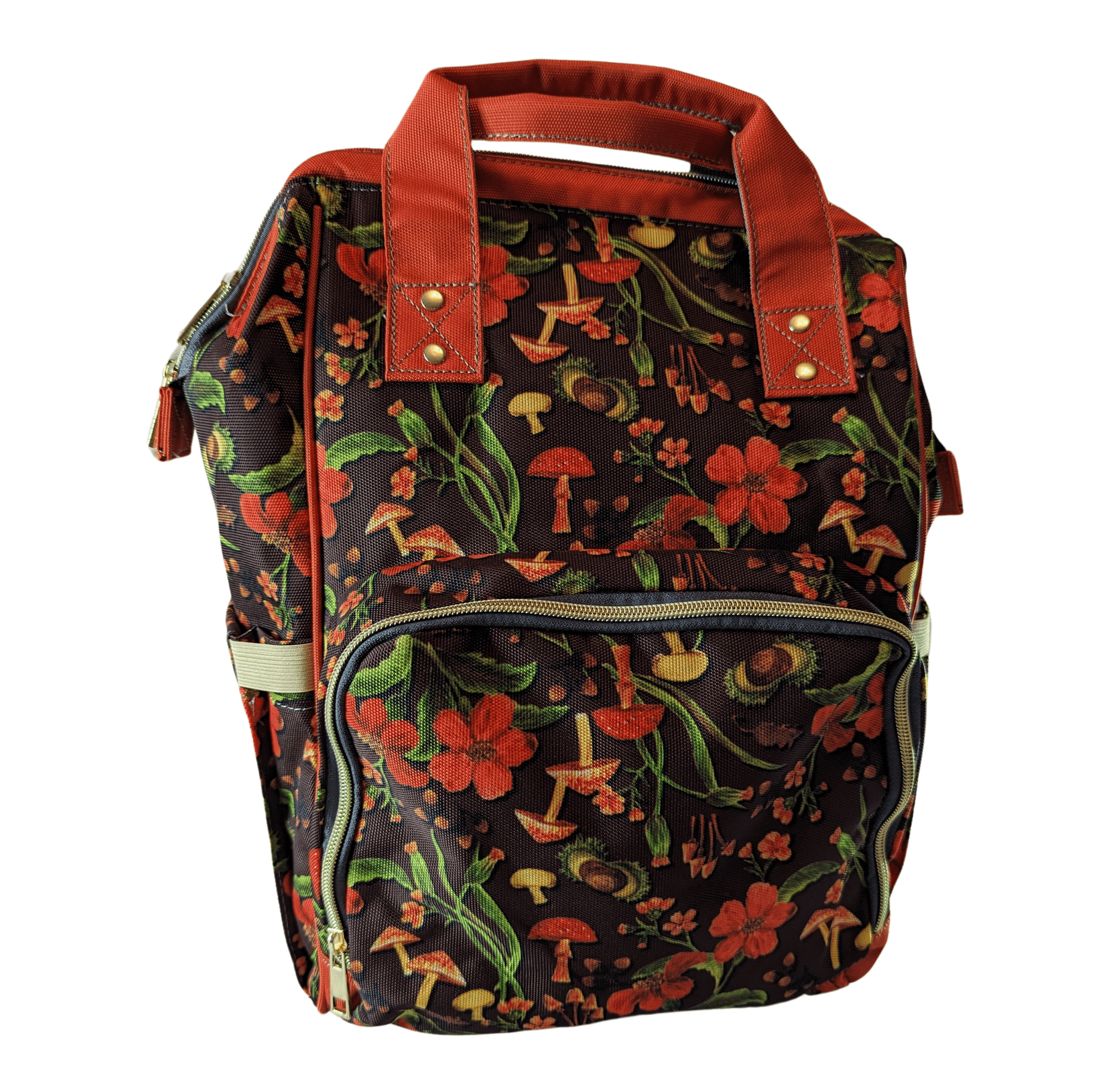 Autumn Mushrooms Baby Nappy Bag - S(Mush)y - Green Cheeks - Diaper Bag