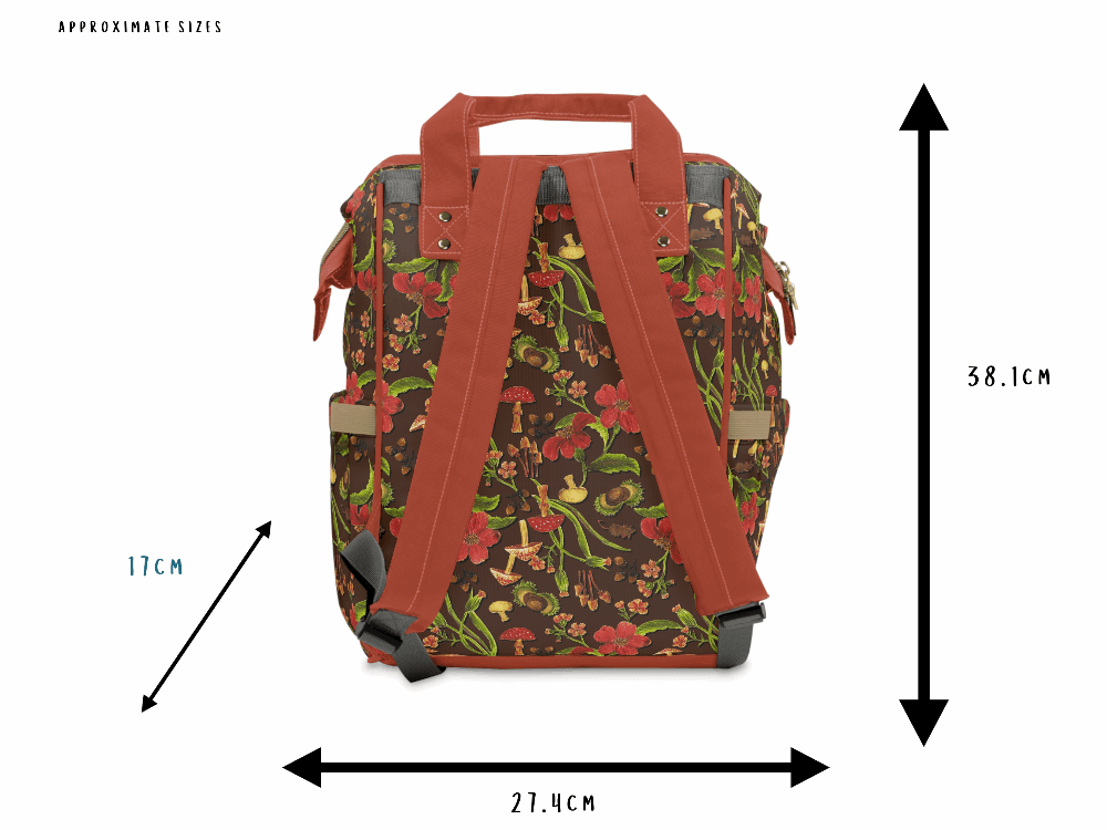 Autumn Mushrooms Baby Nappy Bag - S(Mush)y - Green Cheeks - Diaper Bag