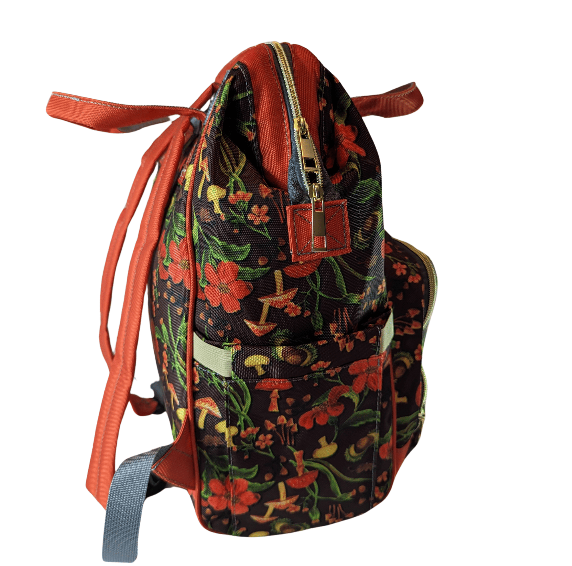 Autumn Mushrooms Baby Nappy Bag - S(Mush)y - Green Cheeks - Diaper Bag