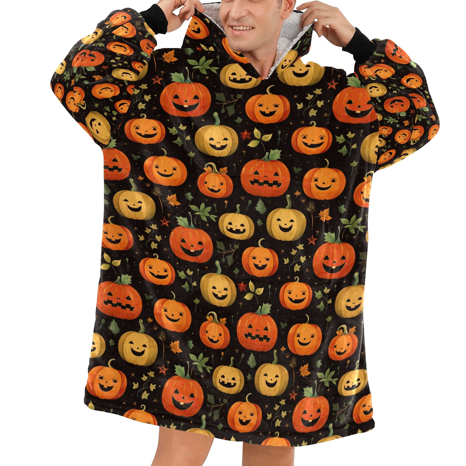Jack O Pumpkin Halloween Family Hooded Blanket