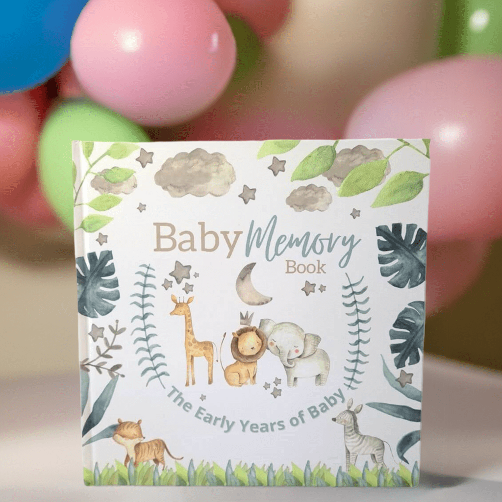 Baby Memory Book - Baby's First Year - First Year Milestone - Neutral Baby Book - Baby Shower Gift - Green Cheeks - Baby Shower Gift