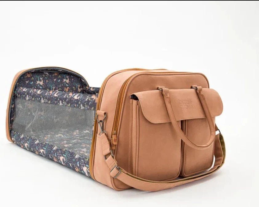 Baby Travel Crib Changing Bag - Vegan Leather Porcini - Pod® - Green Cheeks - Changing Bag