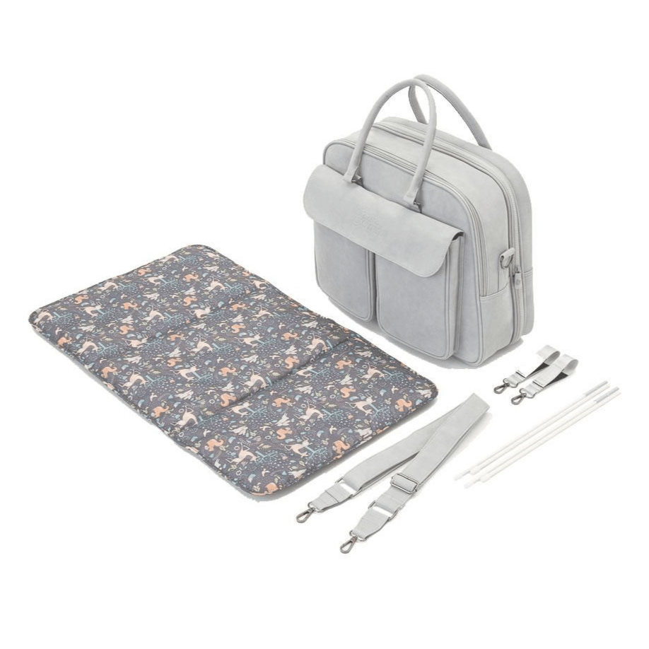 Baby Travel Crib Changing Bag - Vegan Leather Whisper Grey - Pod® - Green Cheeks - Changing Bag
