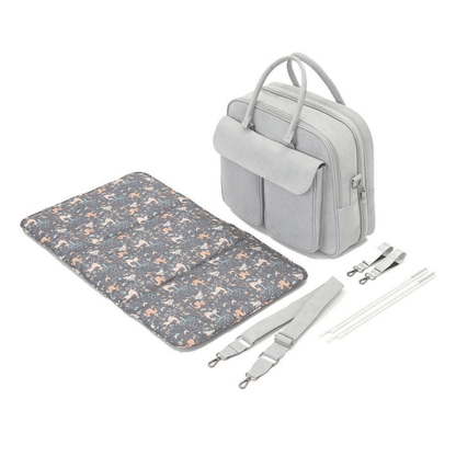 Baby Travel Crib Changing Bag - Vegan Leather Whisper Grey - Pod® - Green Cheeks - Changing Bag