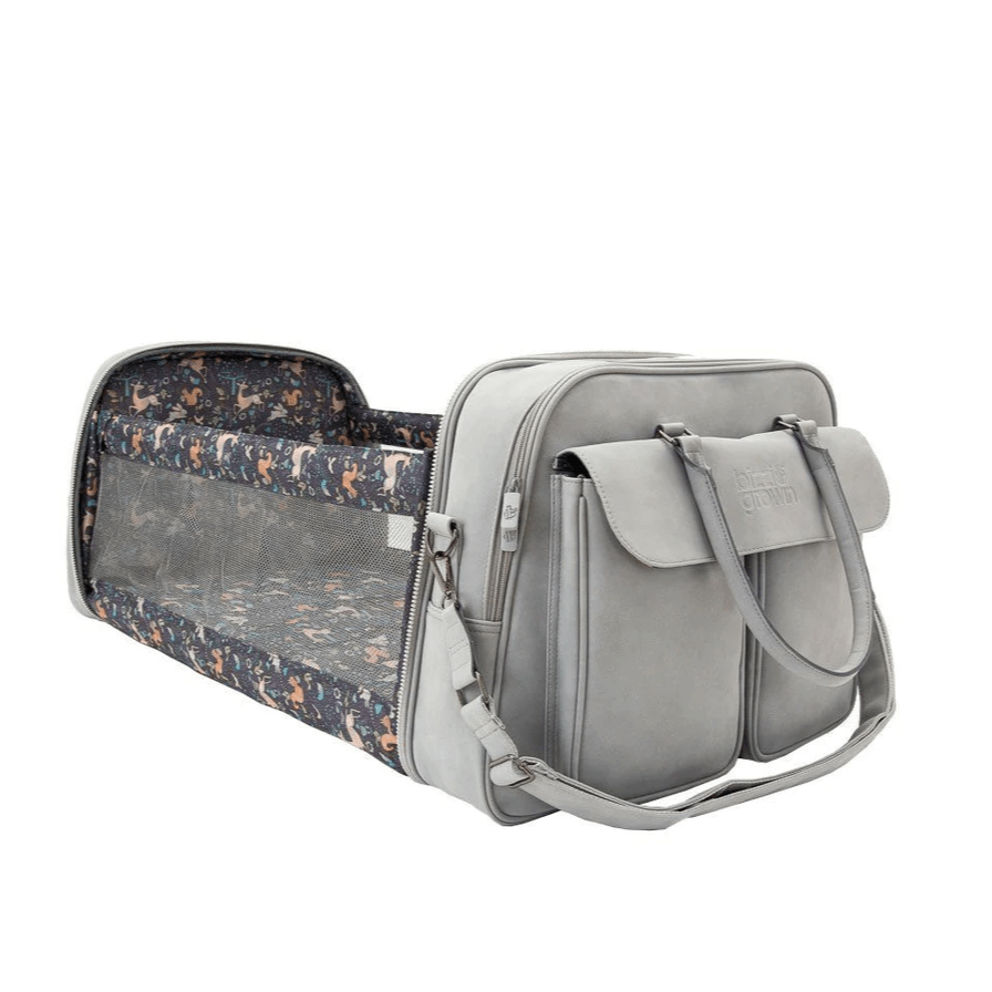 Baby Travel Crib Changing Bag - Vegan Leather Whisper Grey - Pod® - Green Cheeks - Changing Bag