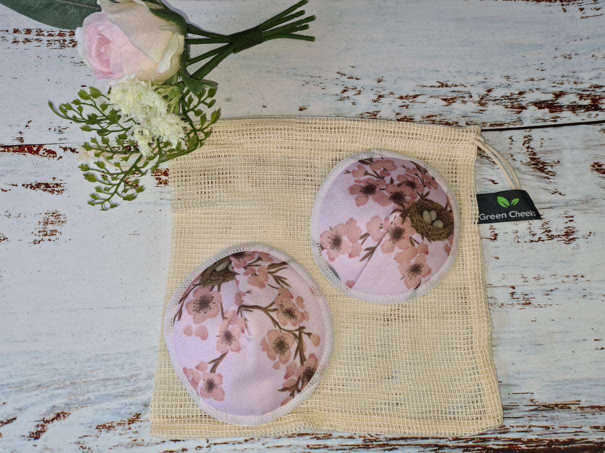 Bamboo Reusable Breast Pads - Nursing Pads for Breastfeeding - Green Cheeks - Eco Alternative
