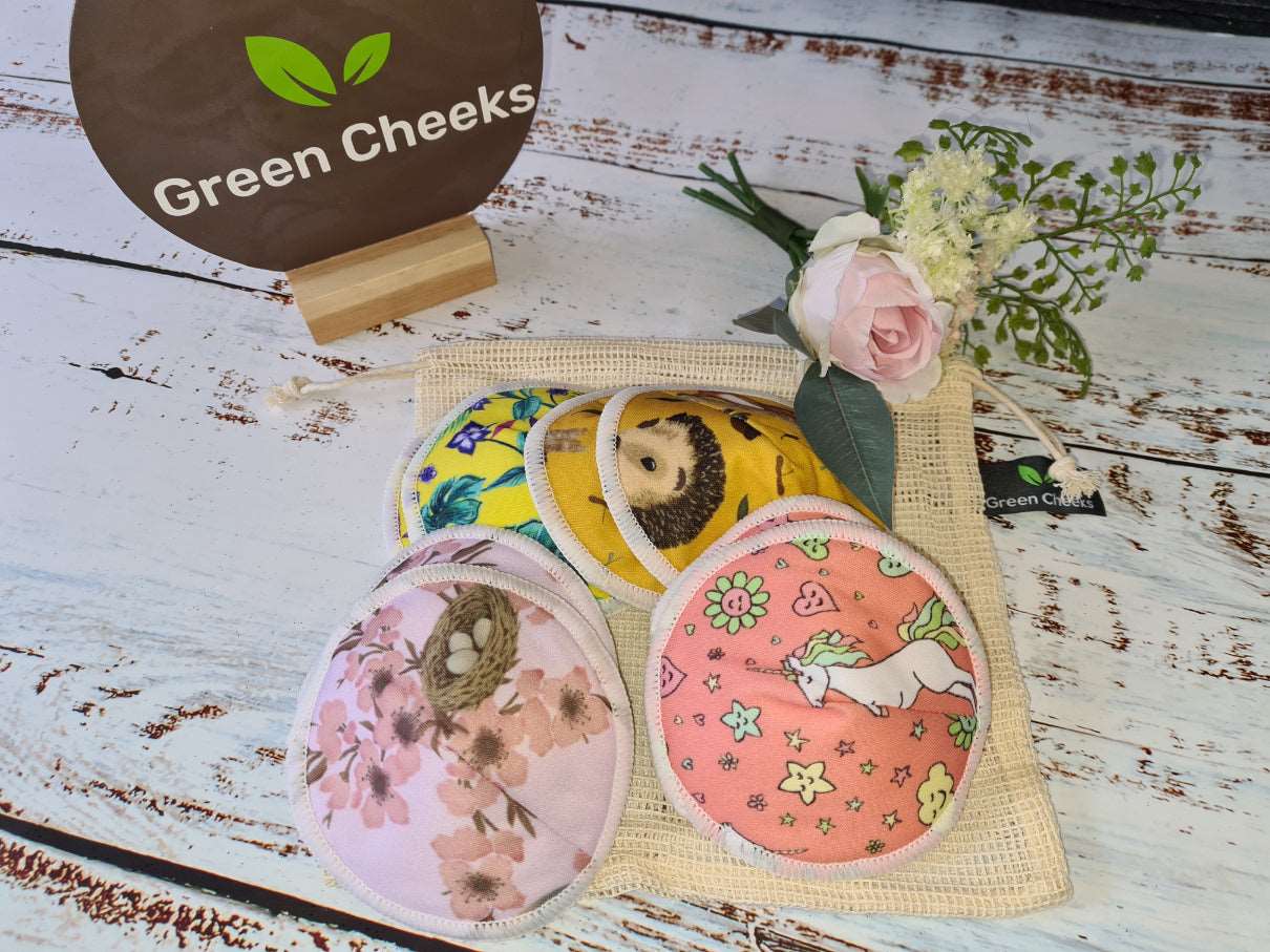 Bamboo Reusable Breast Pads - Nursing Pads for Breastfeeding - Green Cheeks - Eco Alternative