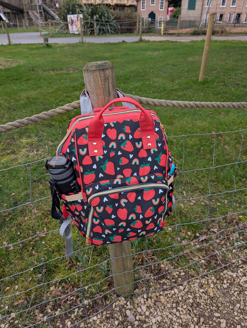 Black Baby Changing Backpack Bag - Rebel Berries - Green Cheeks - Diaper Bag