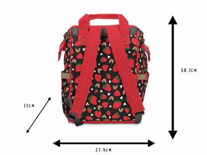 Black Baby Changing Backpack Bag - Rebel Berries - Green Cheeks - Diaper Bag