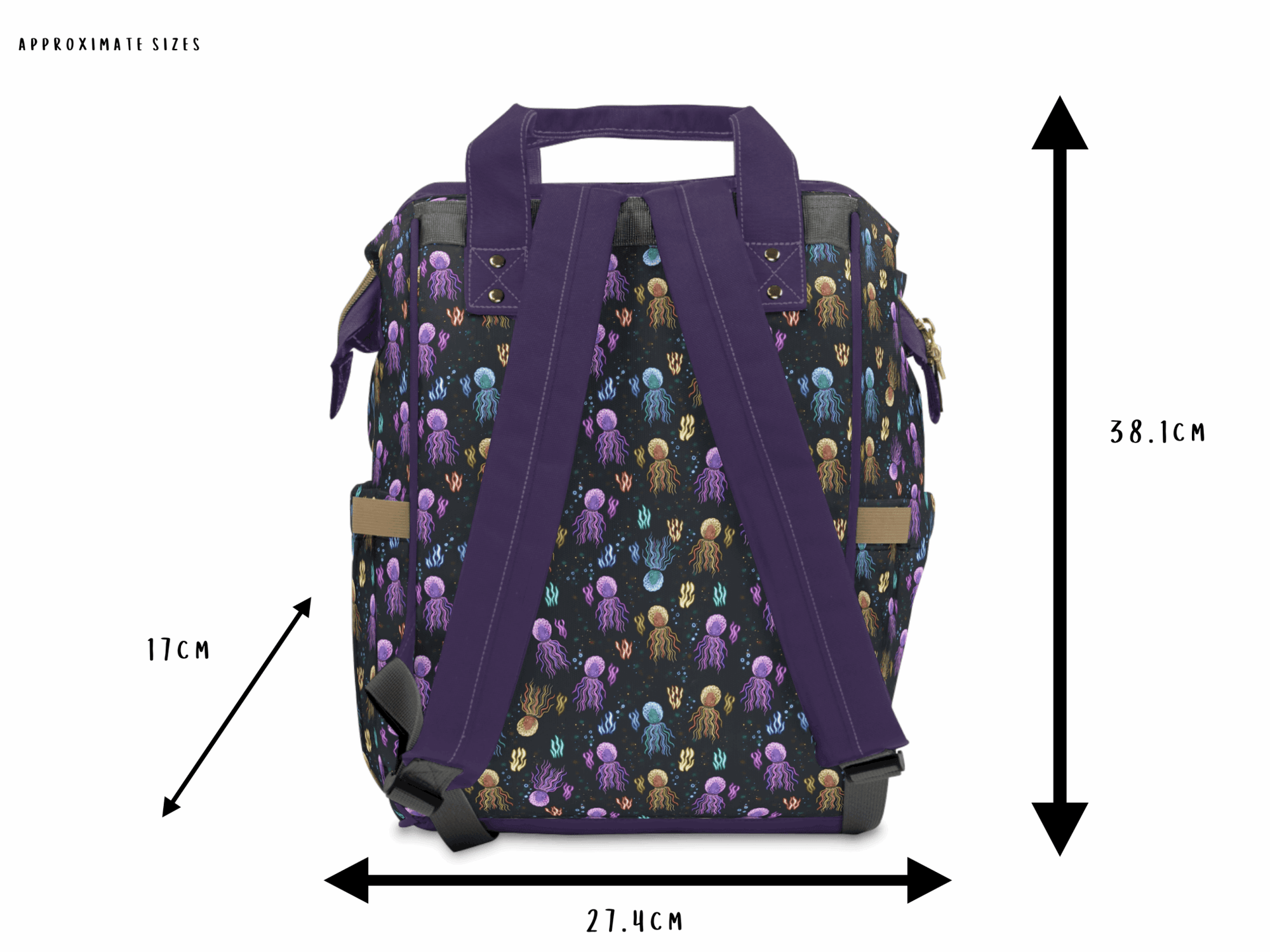 Black Baby Changing Bag - Squidding Around - Green Cheeks - Diaper Bag