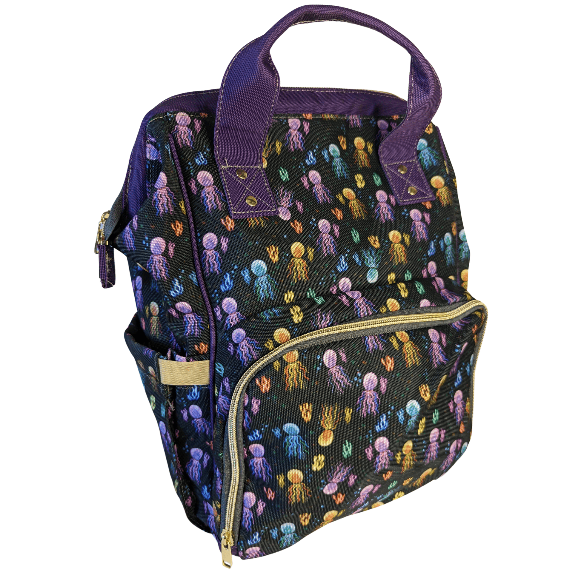 Black Baby Changing Bag - Squidding Around - Green Cheeks - Diaper Bag
