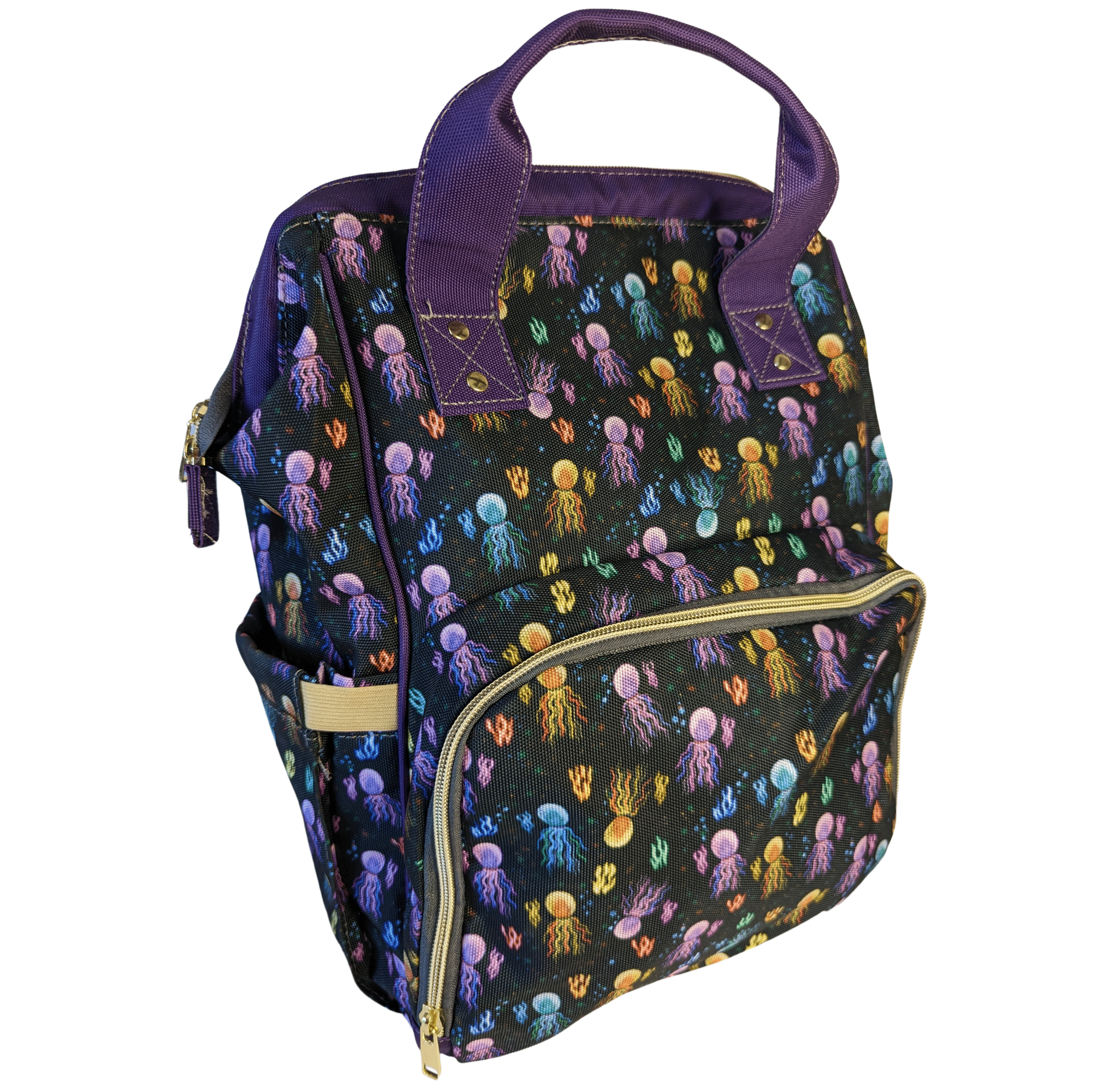 Black Baby Changing Bag - Squidding Around - Green Cheeks - Diaper Bag