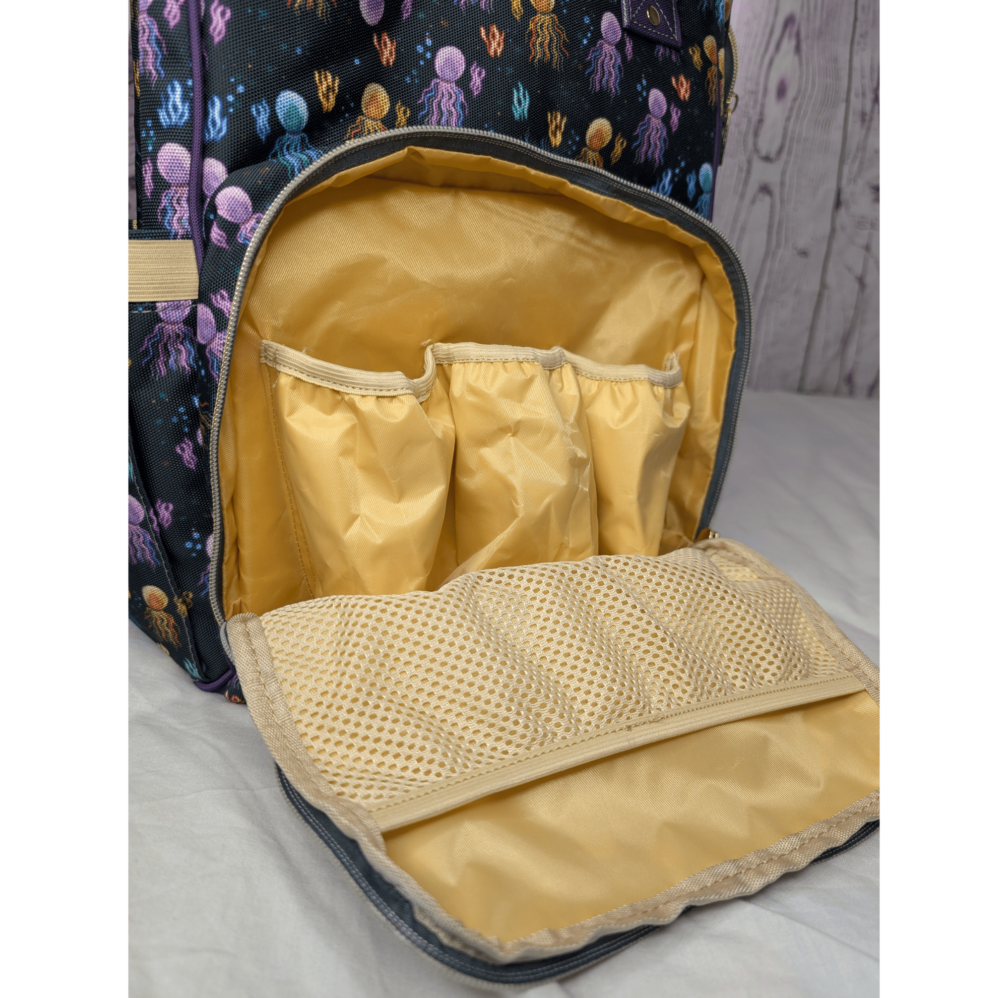 Black Baby Changing Bag - Squidding Around - Green Cheeks - Diaper Bag