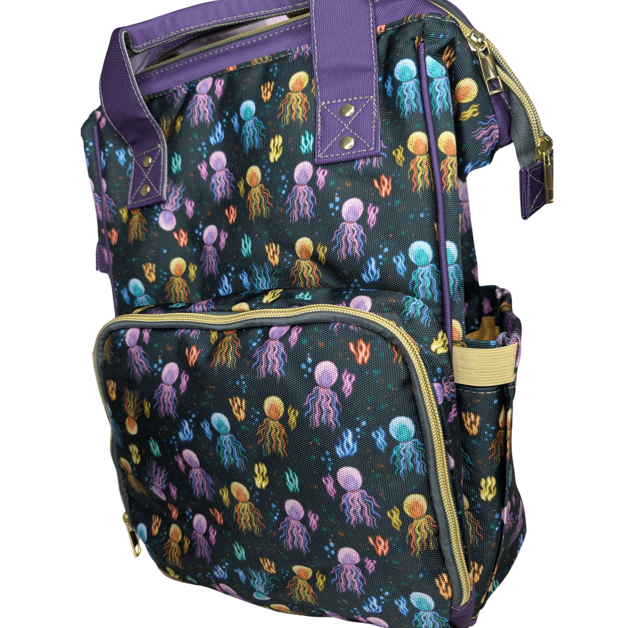 Black Baby Changing Bag - Squidding Around - Green Cheeks - Diaper Bag