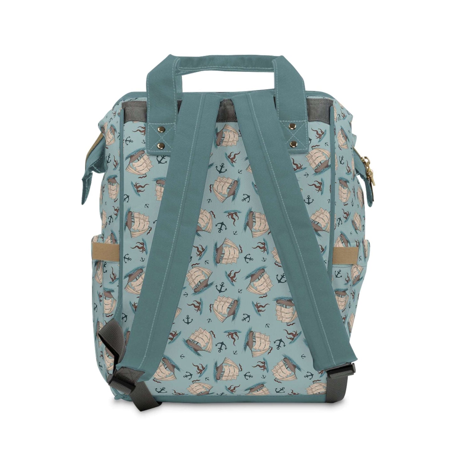 Captain’s Carryall Baby Changing Bag | Nautical Blue Nappy Bag - Green Cheeks - Diaper Bag