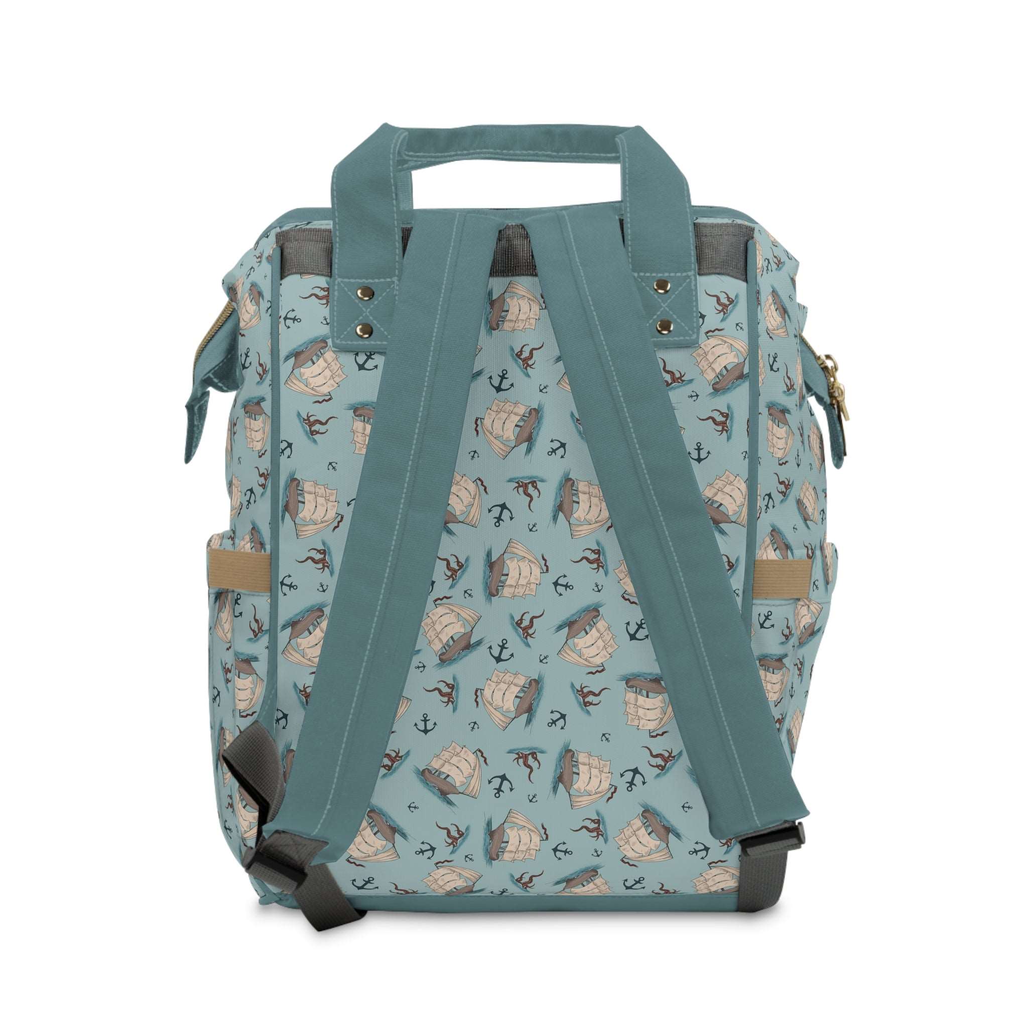 Captain’s Carryall Baby Changing Bag | Nautical Blue Nappy Bag - Green Cheeks - Diaper Bag