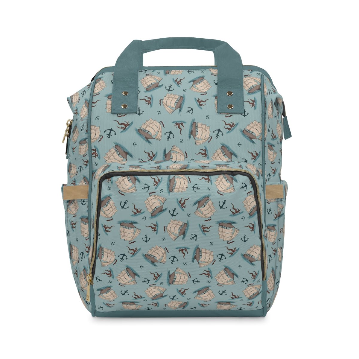 Captain’s Carryall Baby Changing Bag | Nautical Blue Nappy Bag - Green Cheeks - Diaper Bag