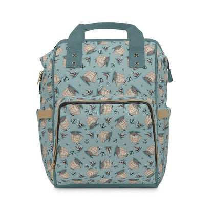 Captain’s Carryall Baby Changing Bag | Nautical Blue Nappy Bag - Green Cheeks - Diaper Bag
